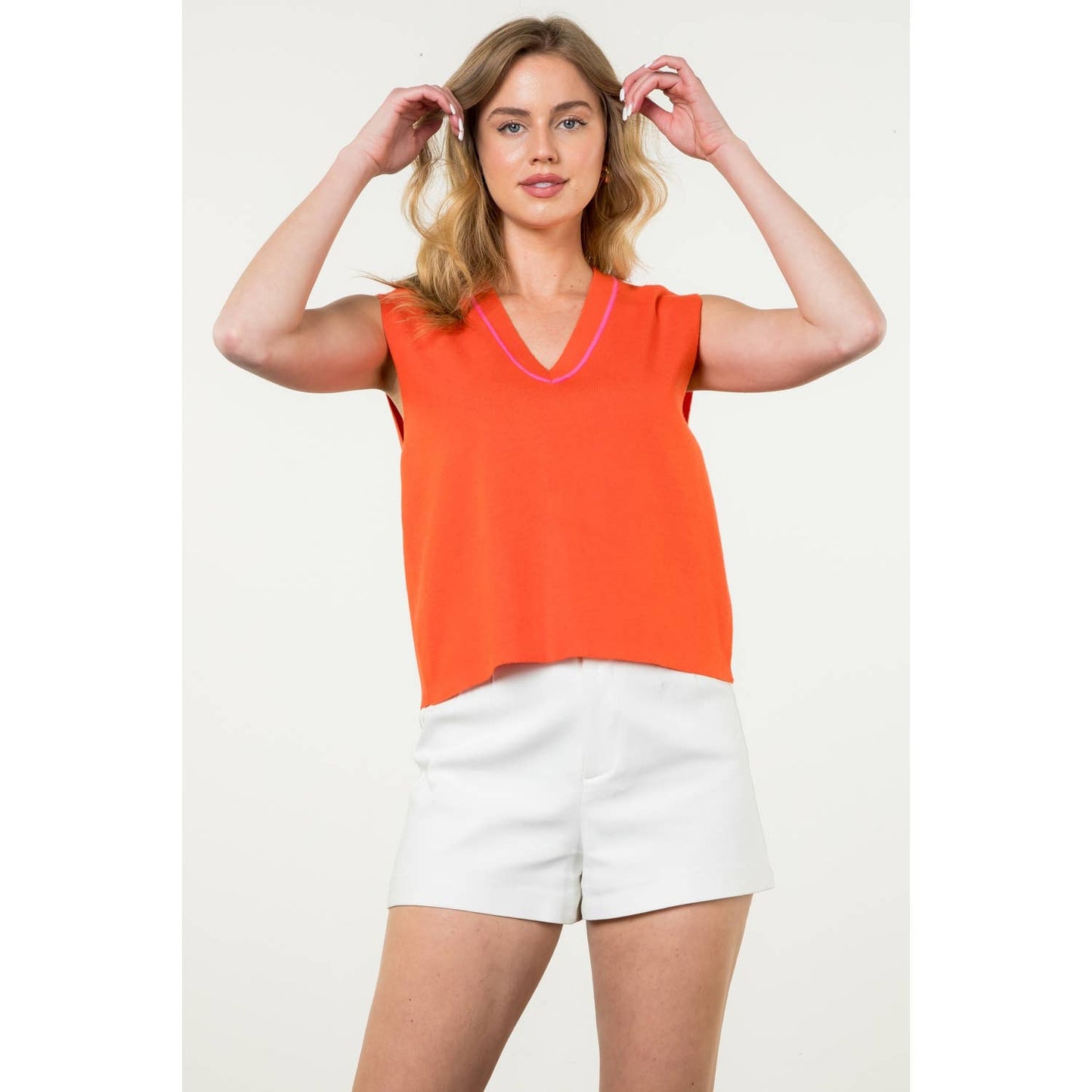 Sleeveless Knit Top Orange