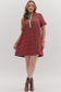 Plaid Short Sleeve Button Dress Red