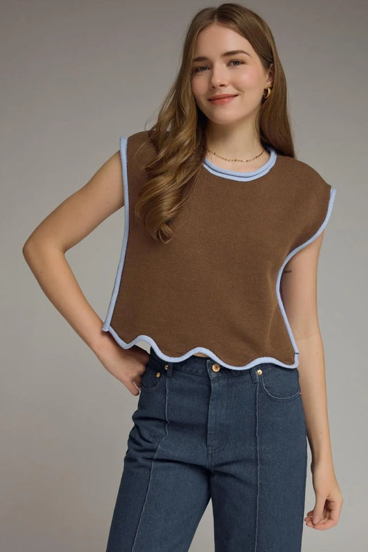 Entro Brown and Blue Top
