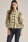 Entro Striped Balloon Sleeve Top Olive
