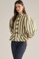 Entro Striped Balloon Sleeve Top Olive