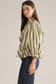 Entro Striped Balloon Sleeve Top Olive