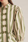 Entro Striped Balloon Sleeve Top Olive