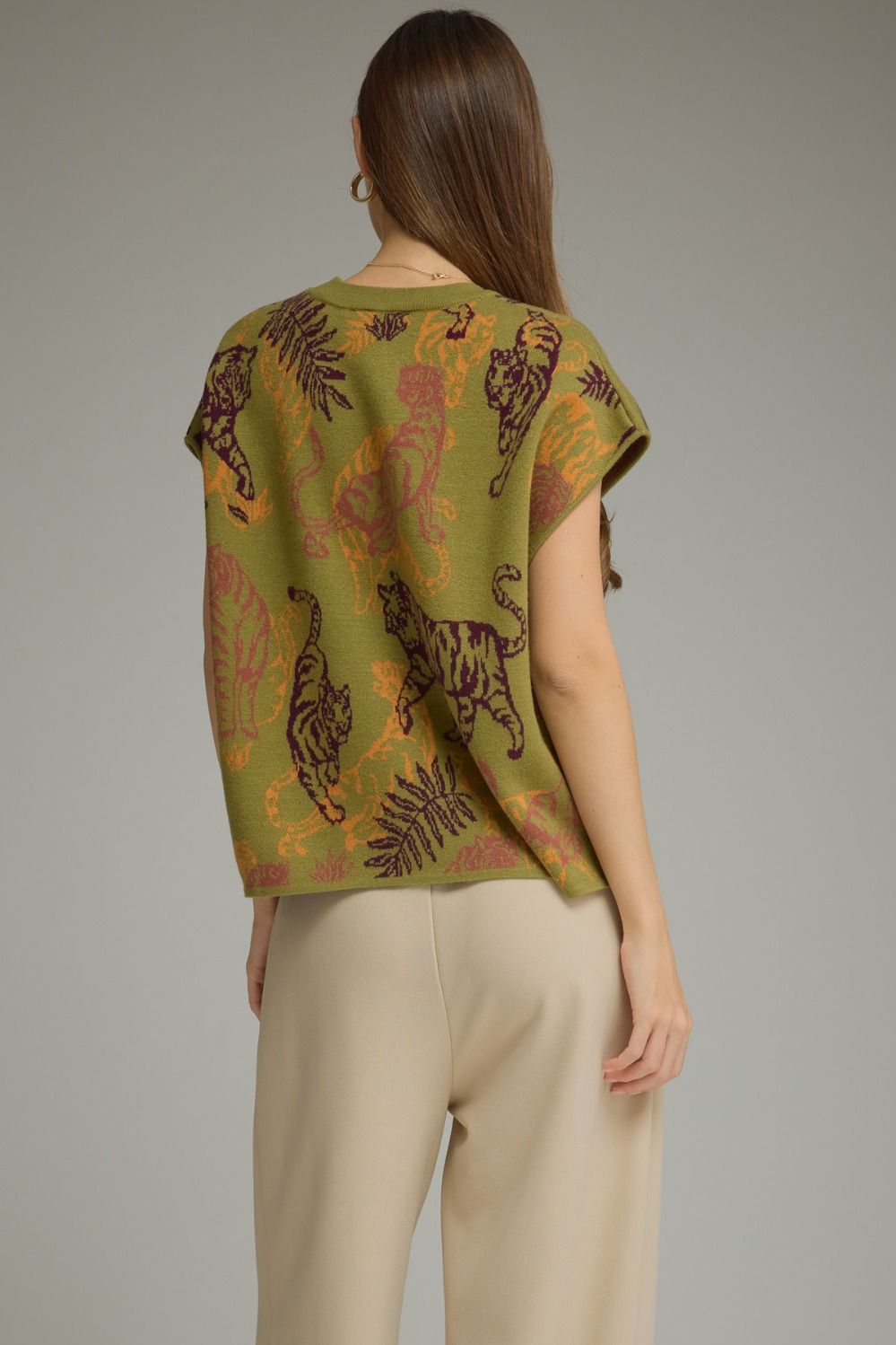 Entro Tiger Jacquard Sweater Top