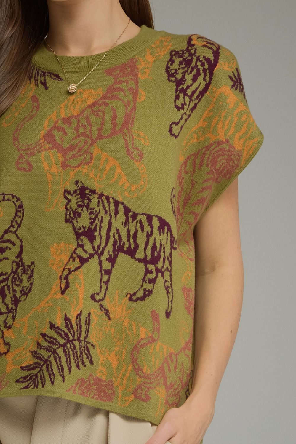 Entro Tiger Jacquard Sweater Top