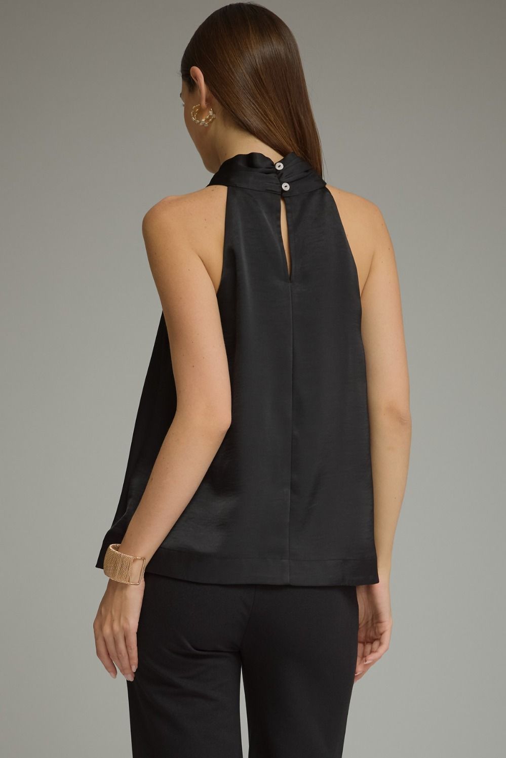 Entro Gold Ring Halter Top Black