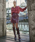 Esqualo Faux Leather Wrap Skirt Merlot