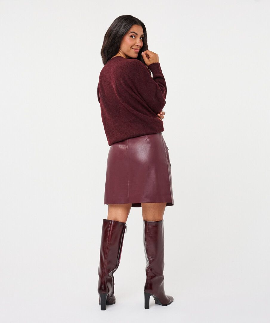 Esqualo Faux Leather Wrap Skirt Merlot