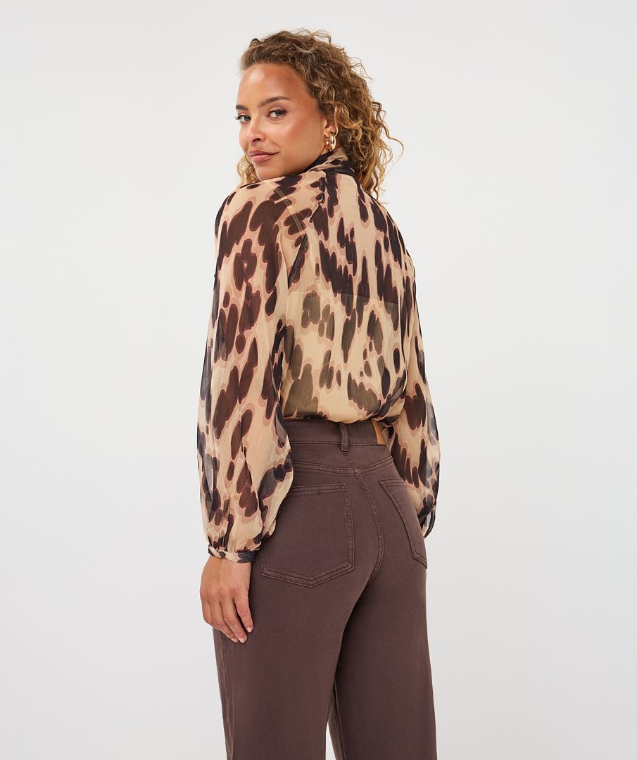 Esqualo Wild Mocha Bow Blouse