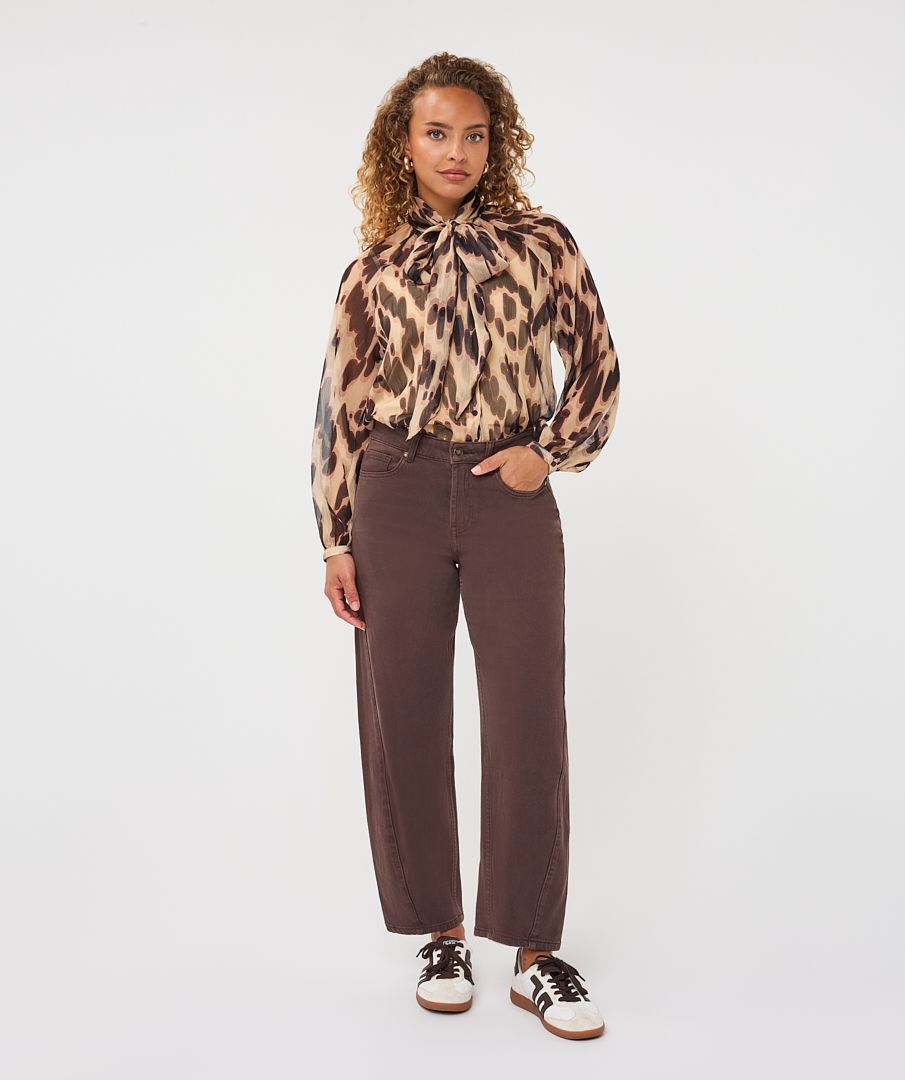 Esqualo Wild Mocha Bow Blouse
