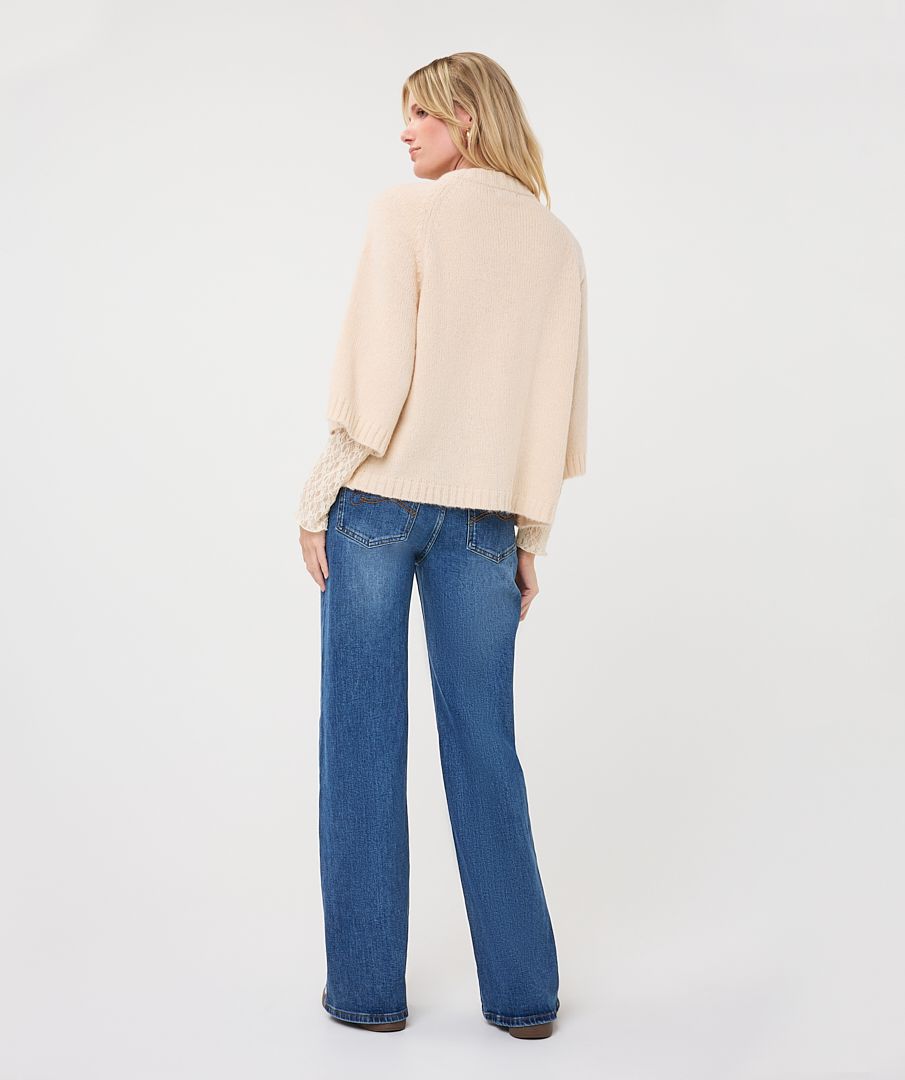 Esqualo Ivory Gold Button Sweater
