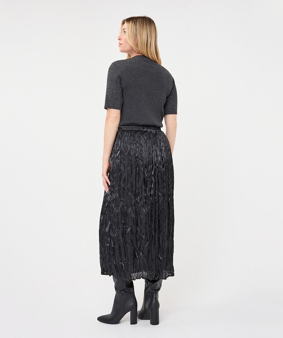 Esqualo Crinkle Midi Skirt Black