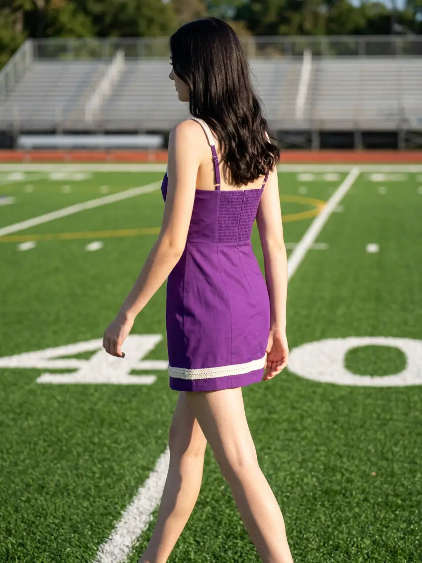Contrast Trim Bodycon Mini Dress Purple