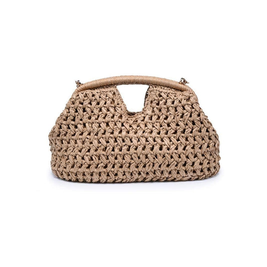Abigail Straw Crossbody/Clutch Bag With Chain Strap: Natural
