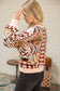 Solid Ribbed Detail Printed Sweater Top Multi