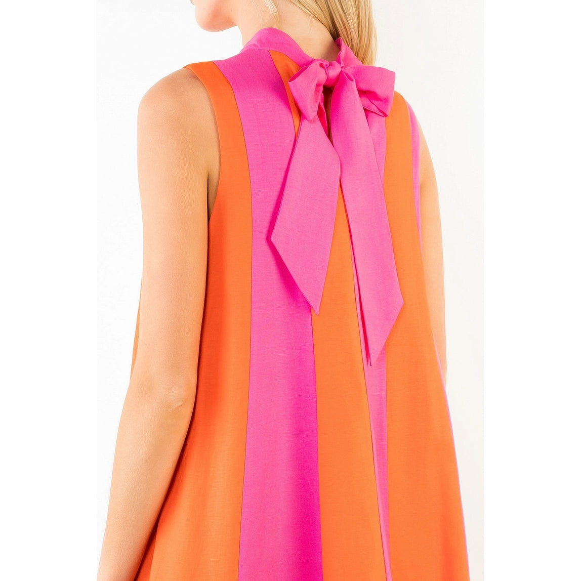 THML Sleeveless Colorblock Dress Pink