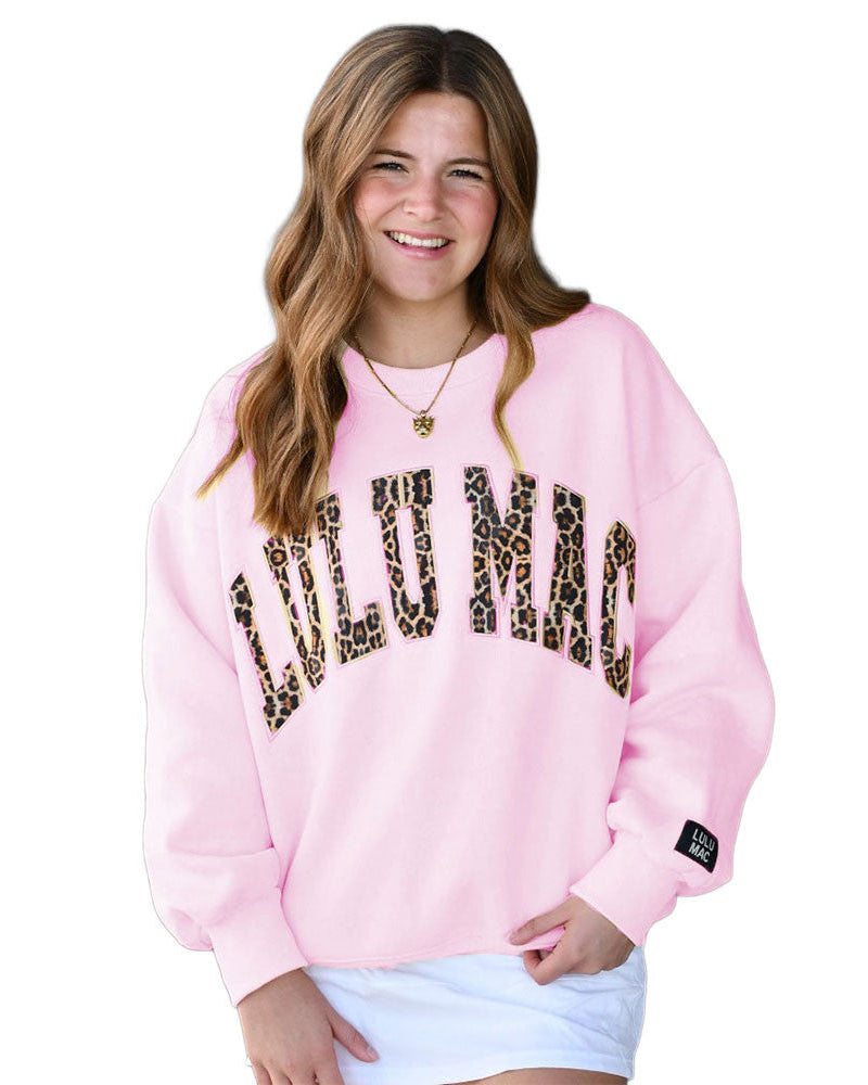 Lulu Mac Pink & Leopard Stitch Crew