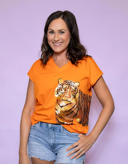 Wrap Around Tiger Tee Orange