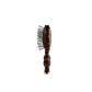 Teleties Mini Detangler Hair Brush in tortoiseshell pattern with bubble handle, black pins, and gold accent tip.