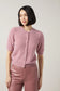 Lysse Opalite Short Sleeve Lurex  Feather Cardiagn Antique Rose