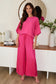 Crew Neck Batwing Sweater Fuchsia