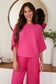 Crew Neck Batwing Sweater Fuchsia