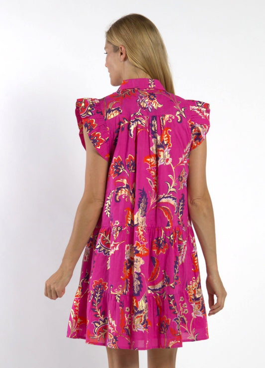 Jude Connally Feathered Floral Pink Gold