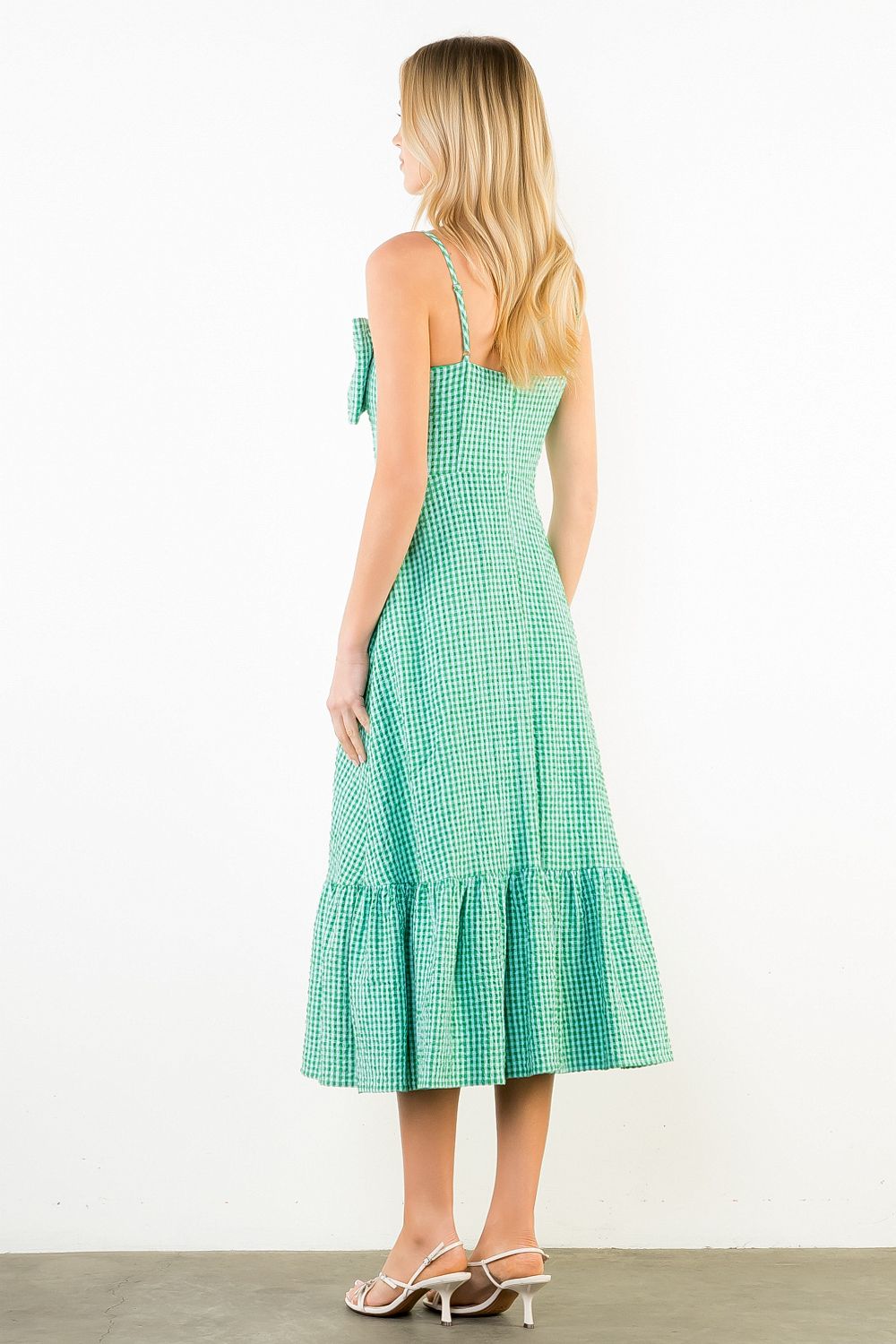 THML Bow Gingham Midi Dress – Southerngirlchic