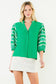 THML Embroidery Detail Puff Sleeve Button Down Top Green