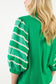 THML Embroidery Detail Puff Sleeve Button Down Top Green