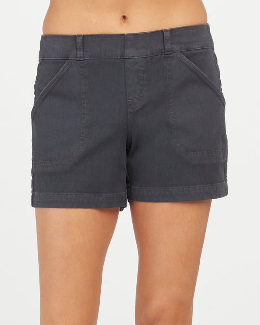 Spanx 4" Twill Short - Washed Black