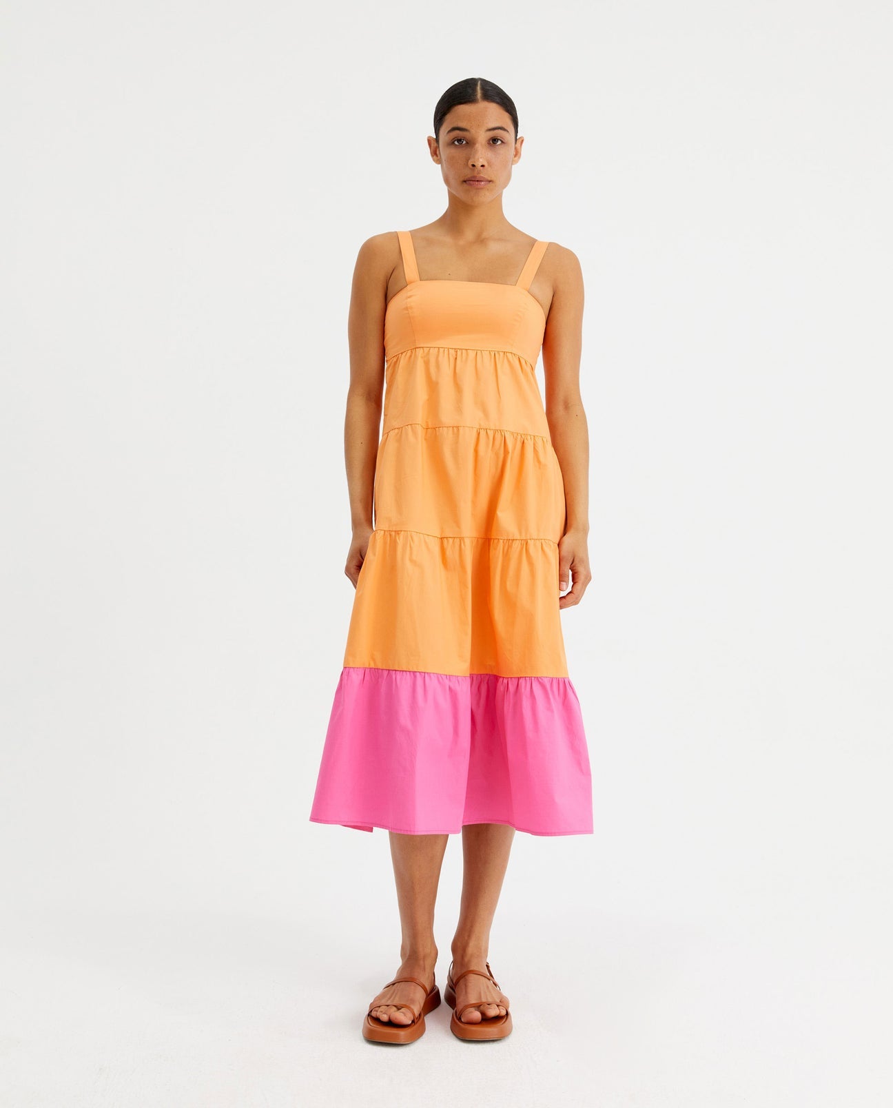 Compania Fantastica Two Tone Dress - Orange & Pink